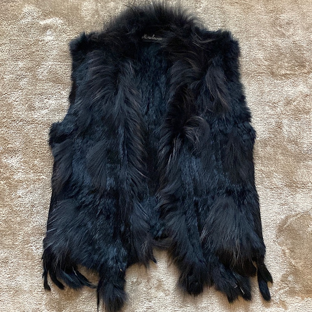 Black thin Fur Vest - Womens